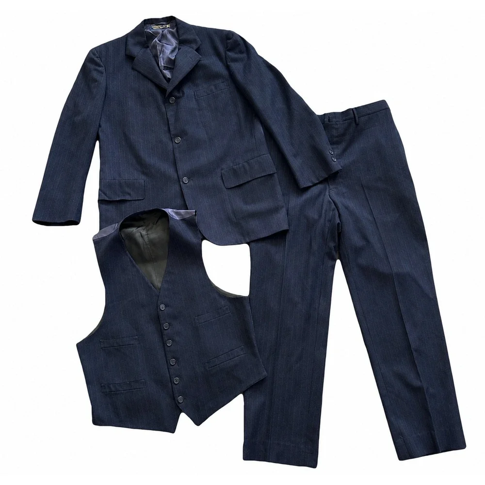 Brooks Brothers Golden Fleece 3-piece Suit Men 41R 32x29 Navy Pinstripe